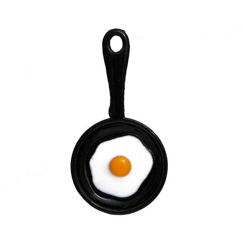 3pc Black Pan with Poached Eggs Charms (0041-1)
