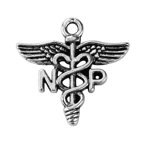 5pc NP (Nurse Practitioner) Caduceus Charms (0097-2)