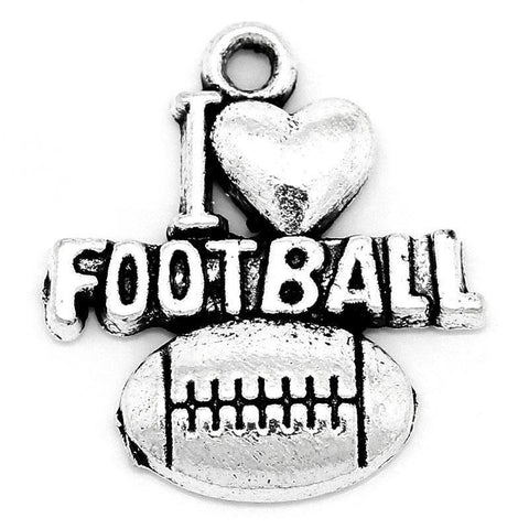 4pc I Love Football / Zinc Based Alloy Charms Football / Sport Charms (0046-3)