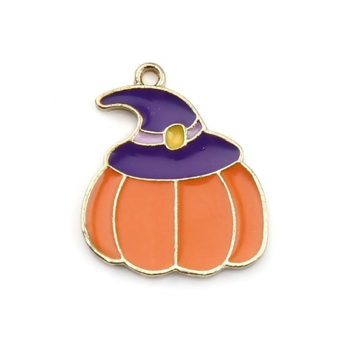 5pc Pumpkin with Purple Hat / Halloween Charms (0003-2)