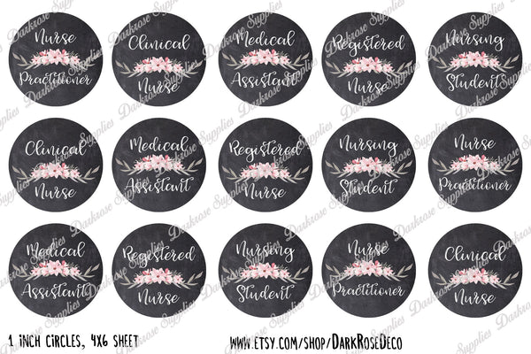 INSTANT DOWNLOAD- Medical 4x6 Digital Printable 1 Inch Circle Bottle Cap Images Chalk