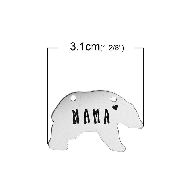 1pc "Mama" Bear / 304 Stainless Steel Connectors (0087)