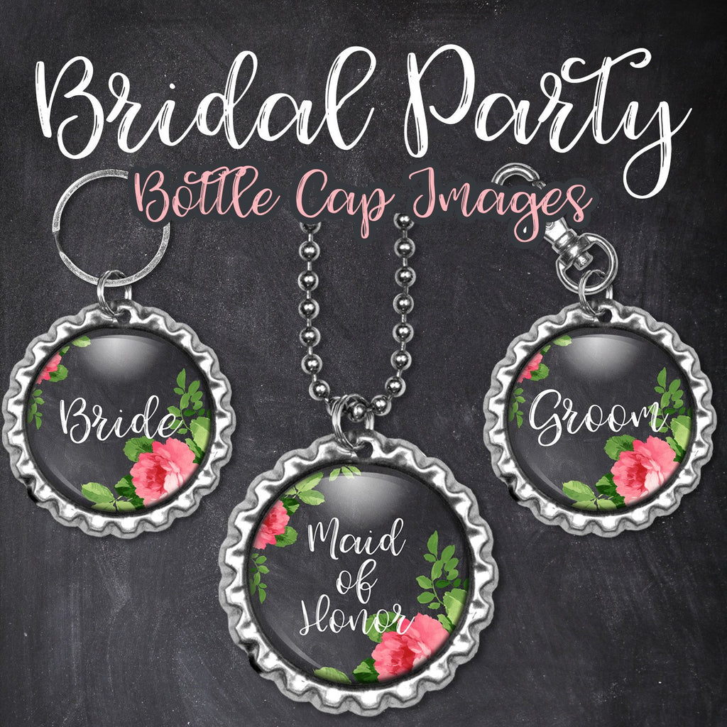 INSTANT DOWNLOAD- Wedding, Bridal Party 4x6 Digital Printable 1 Inch Circle Bottle Cap Images Chalk