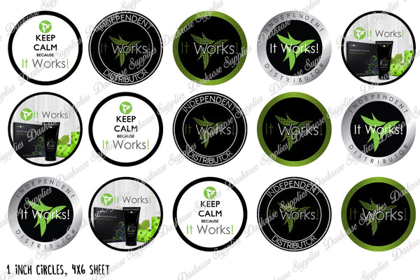 INSTANT DOWNLOAD- It Works! 4x6 Digital Printable 1 Inch Circle Bottle Cap Images
