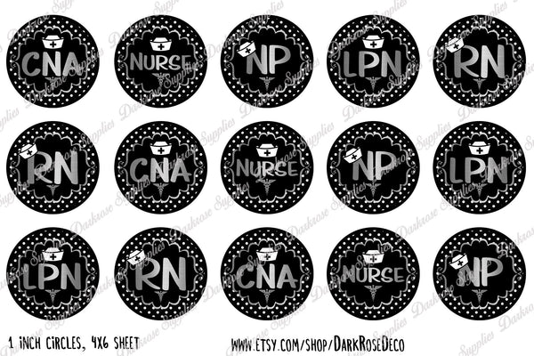 INSTANT DOWNLOAD- Medical 4x6 Digital Printable 1 Inch Circle Bottle Cap Images Silver