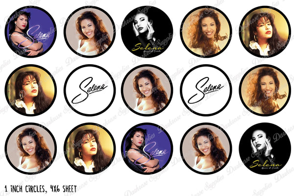 INSTANT DOWNLOAD- Selena 4x6 Digital Printable 1 Inch Circle Bottle Cap Images
