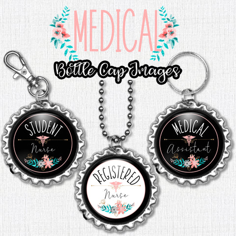 INSTANT DOWNLOAD- Medical Floral (SET 2) 4x6 Digital Printable 1 Inch Circle Bottle Cap Images