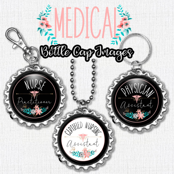 INSTANT DOWNLOAD- Medical Floral 4x6 Digital Printable 1 Inch Circle Bottle Cap Images