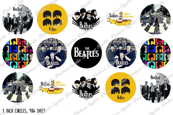 INSTANT DOWNLOAD- The Beatles 4x6 Digital Printable 1 Inch Circle Bottle Cap Images