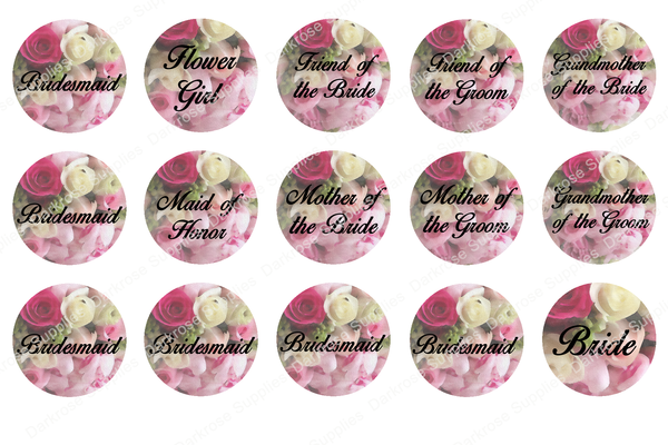 INSTANT DOWNLOAD- Wedding, Bridal Party 4x6 Digital Printable 1 Inch Circle Bottle Cap Images